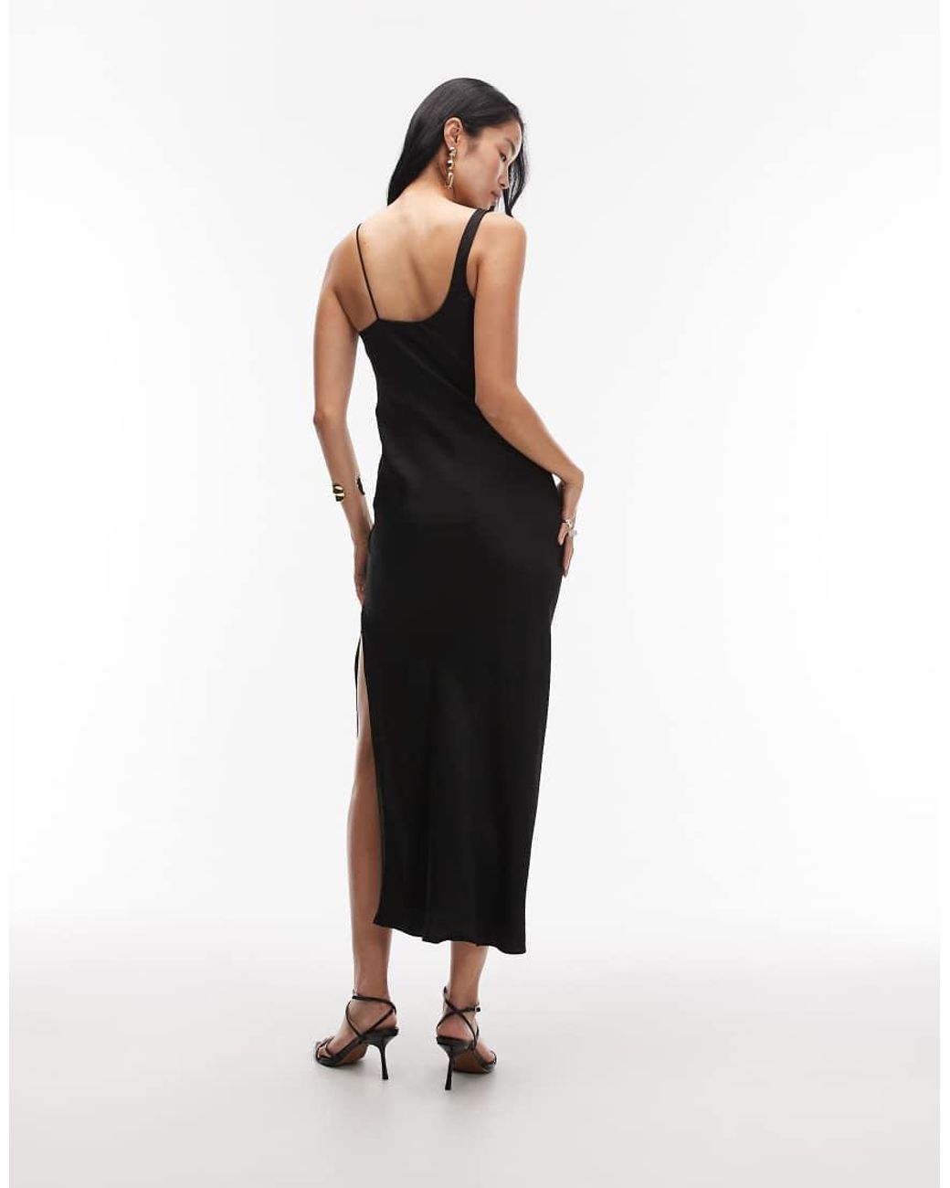& Other Stories White Asymmetric Cowl Ceck Midi Dress