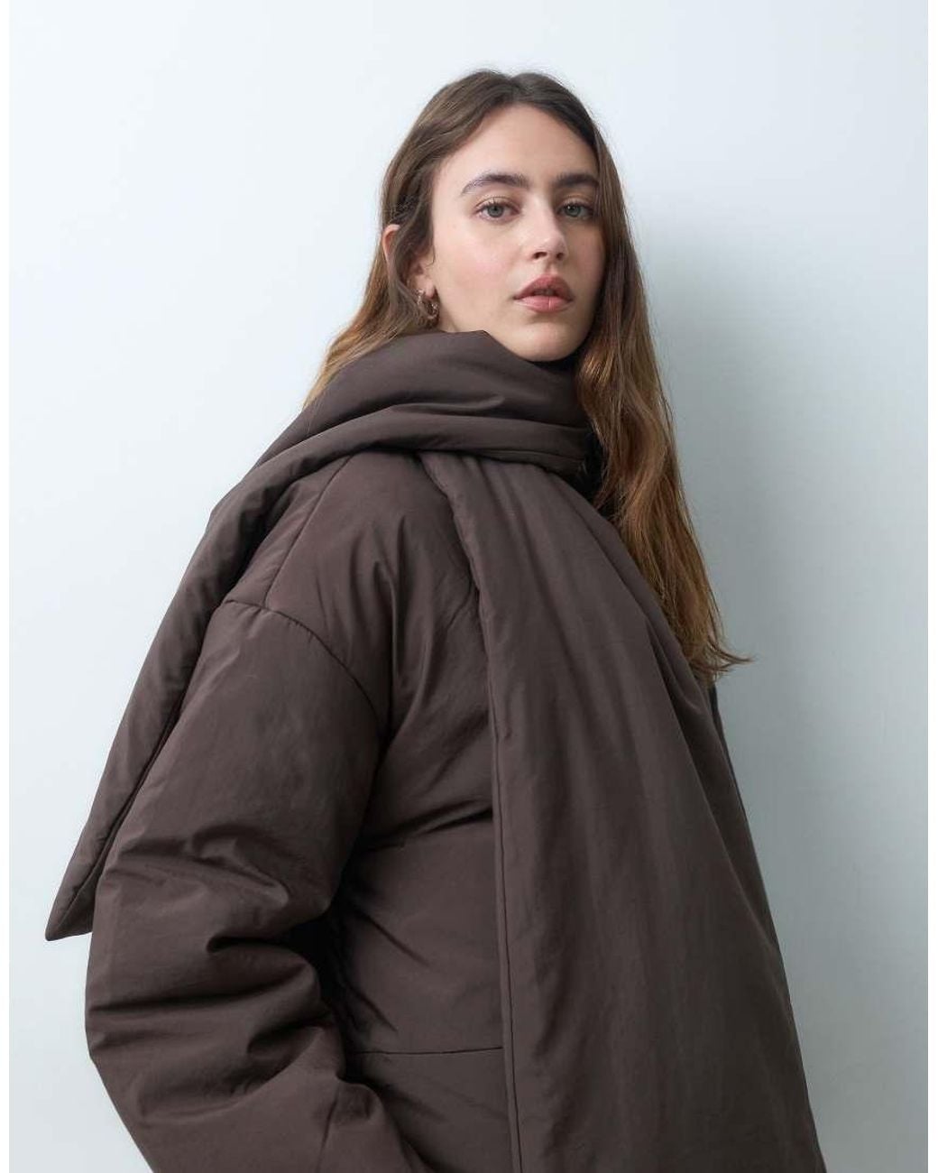 Object Black Button Front Quilted Jacket With Scarf Detail