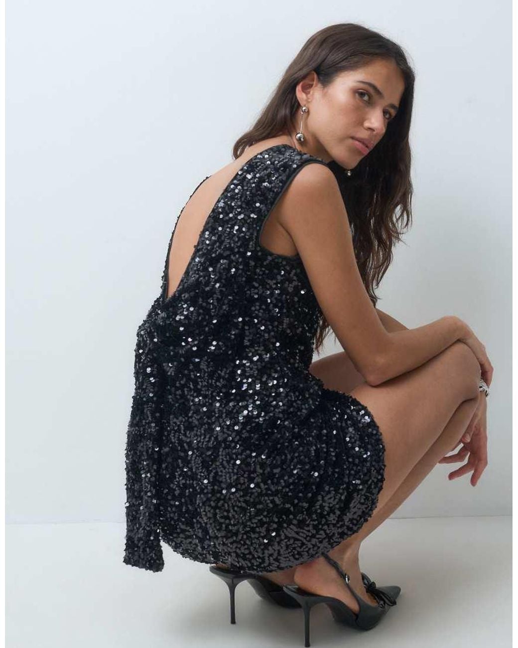 ONLY Blue Sleeveless Bow Back Sequin Mini Dress