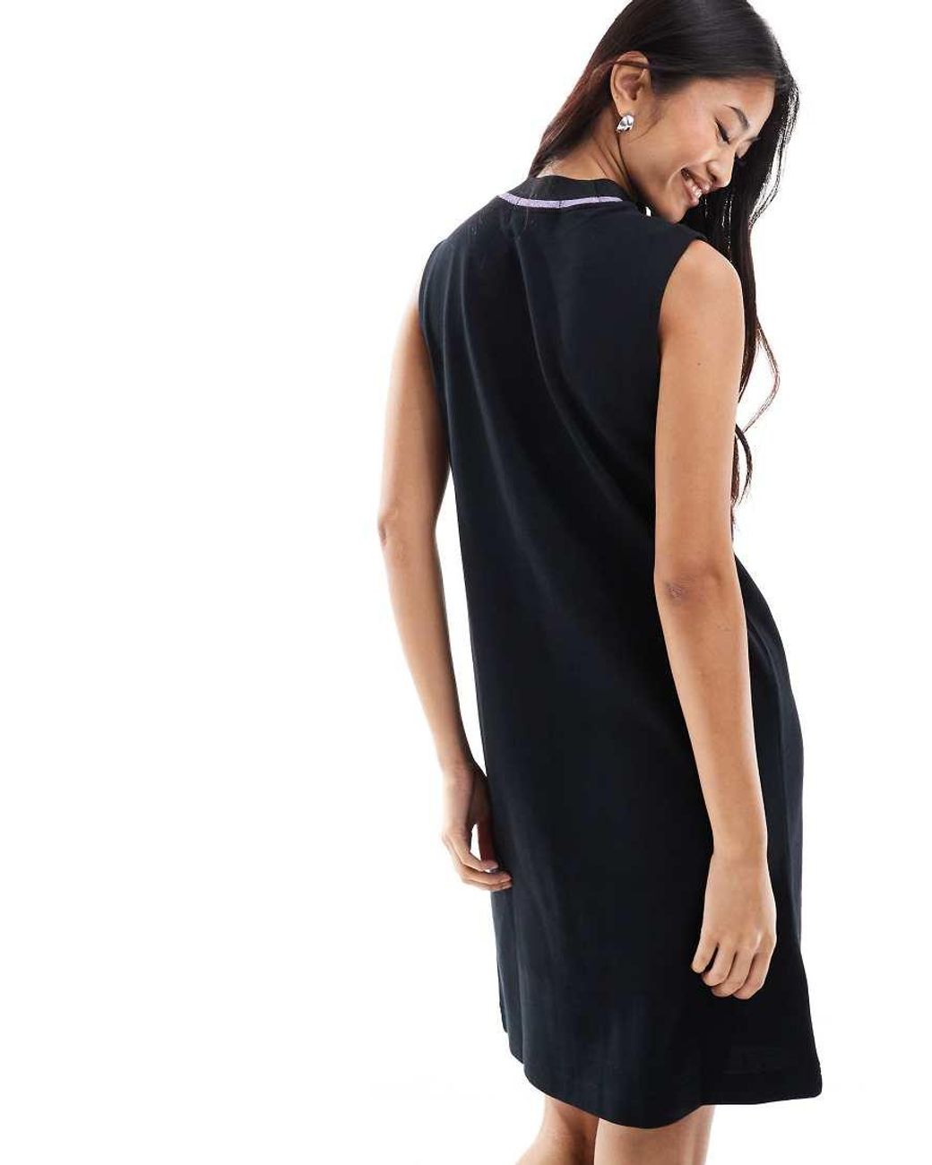 美品✨FRED PERRY Sleeveless Shirt Dress 10 The Sleeveless Fred Perry Dress - Black | Women's Dresses