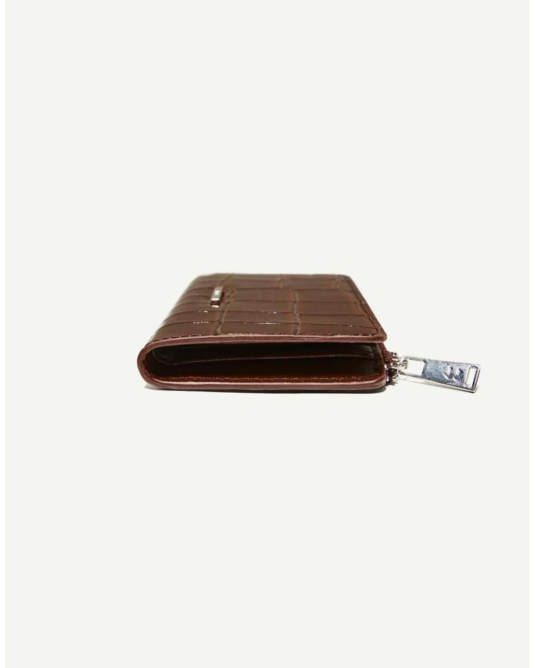 Bershka Natural Embossed Faux-patent-finish Animal Print Purse