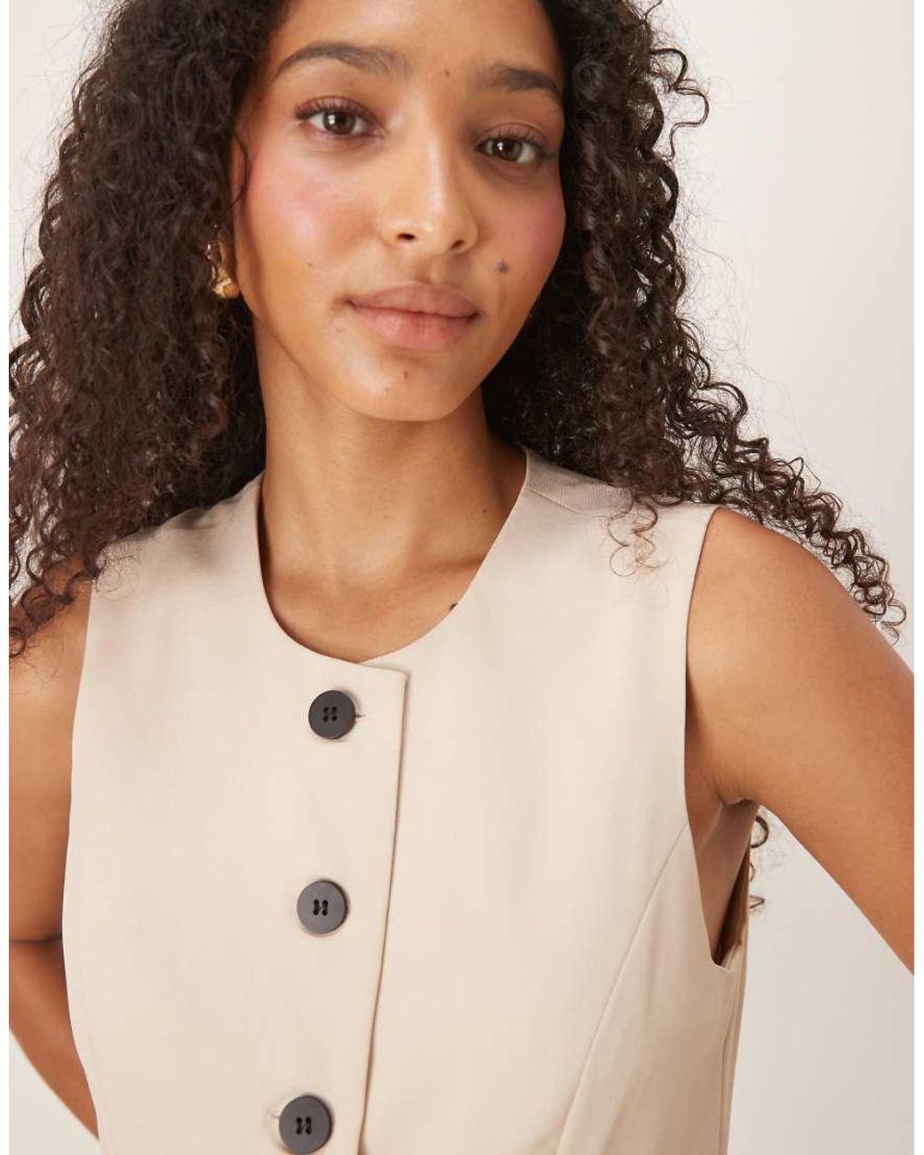 Jdy Natural Longline Button Through Waistcoat