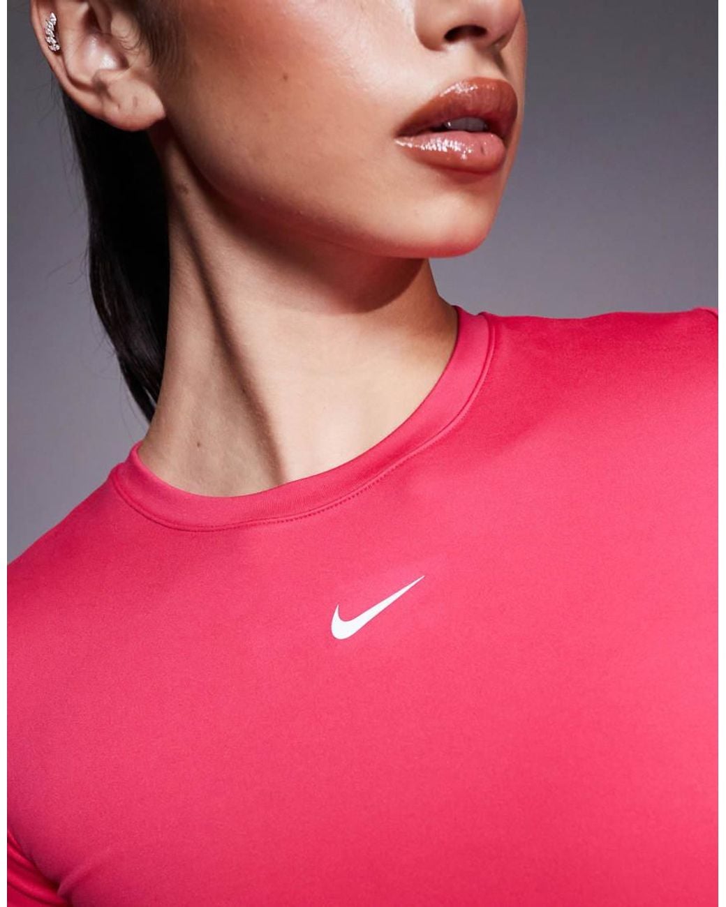 Nike Pink Nike One Training Fitted T-shirt