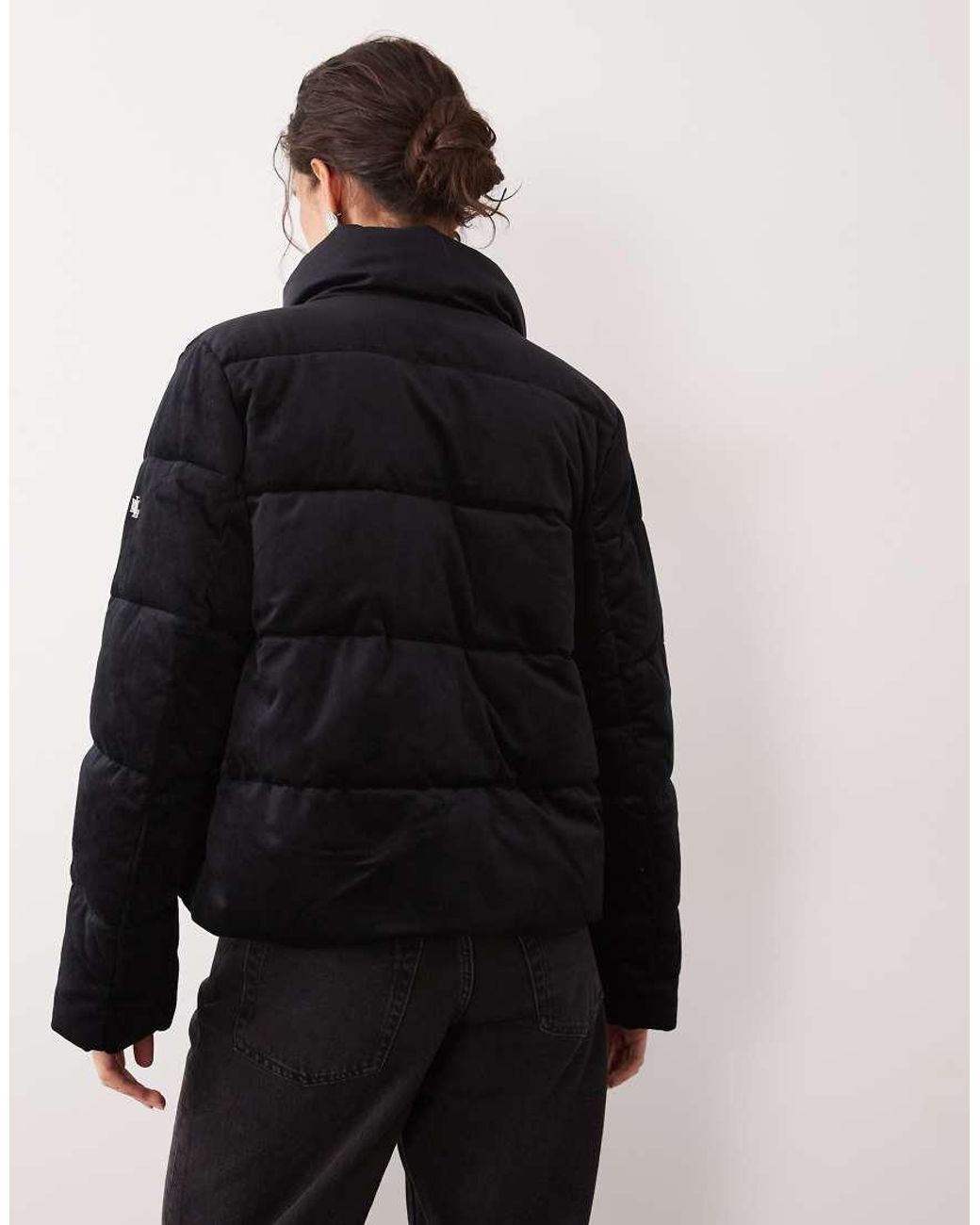Ralph Lauren Black Crush Velvet Padded Coat