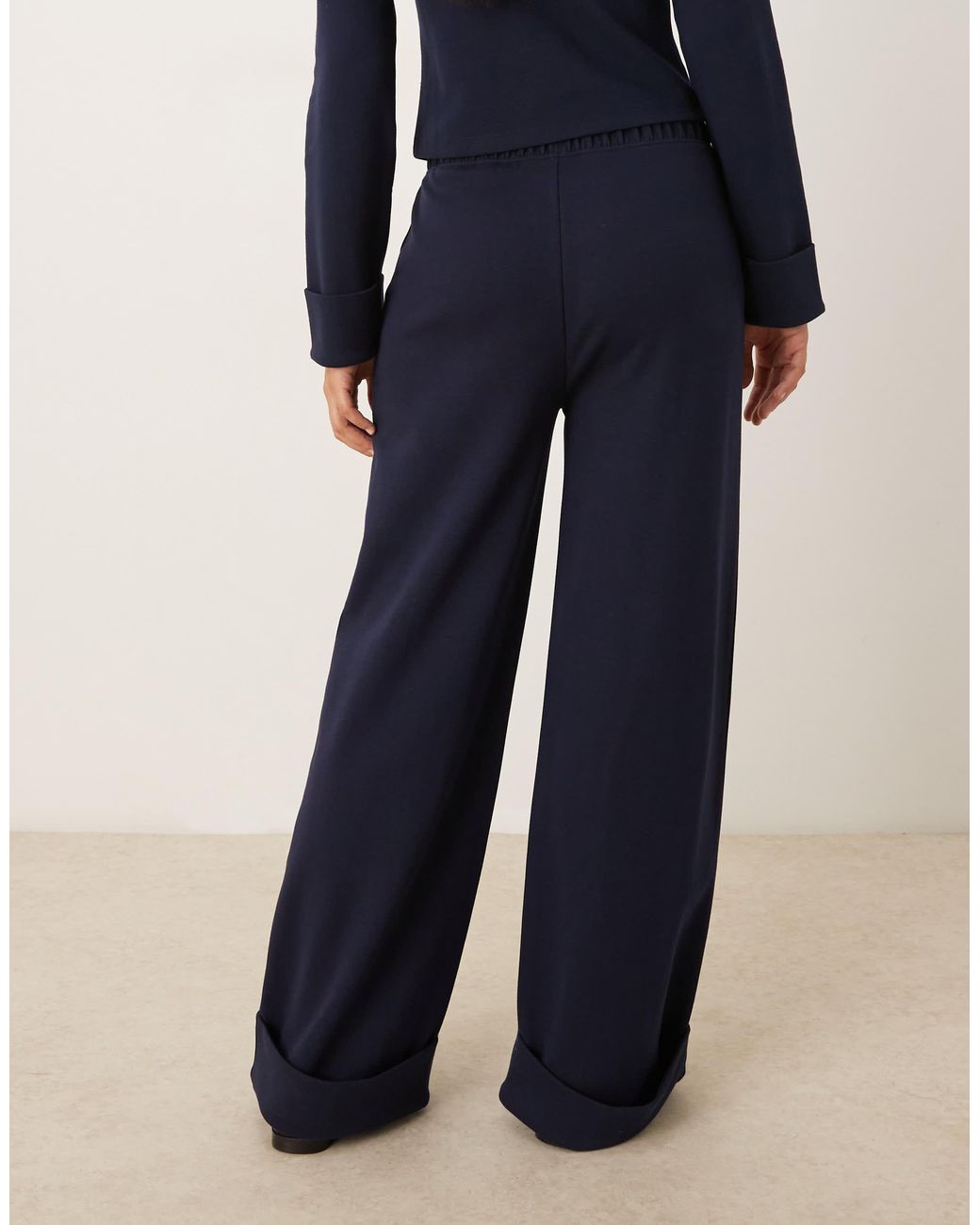 ASOS Blue Interlock Turnback Hem Sweatpants