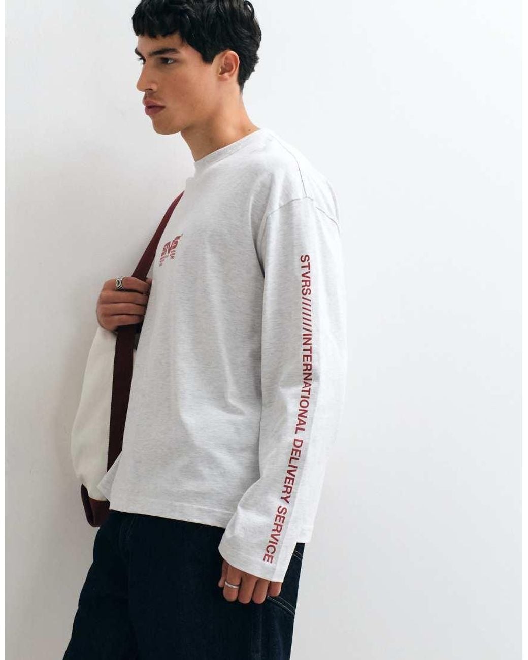 Cotton On White Boxy Fit Graphic Long Sleeve T-shirt for men