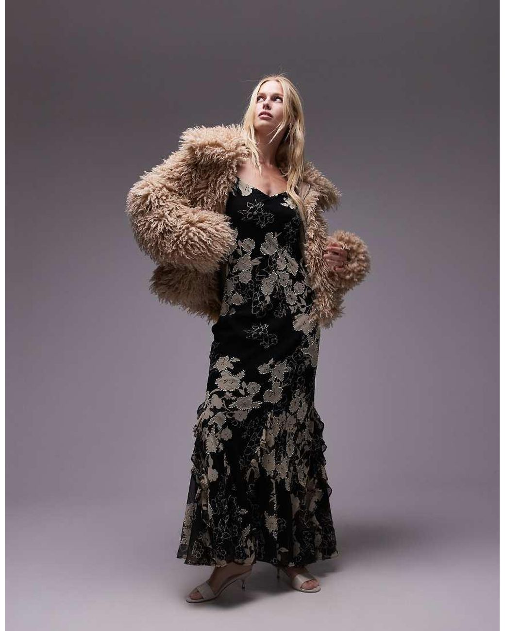 topshop beaded dress Black And White Floral Maxi Slip With Flare Panels in Grey its perfect for summer sa_colour: fern STAUD Ilana Dress Black Size:12/14