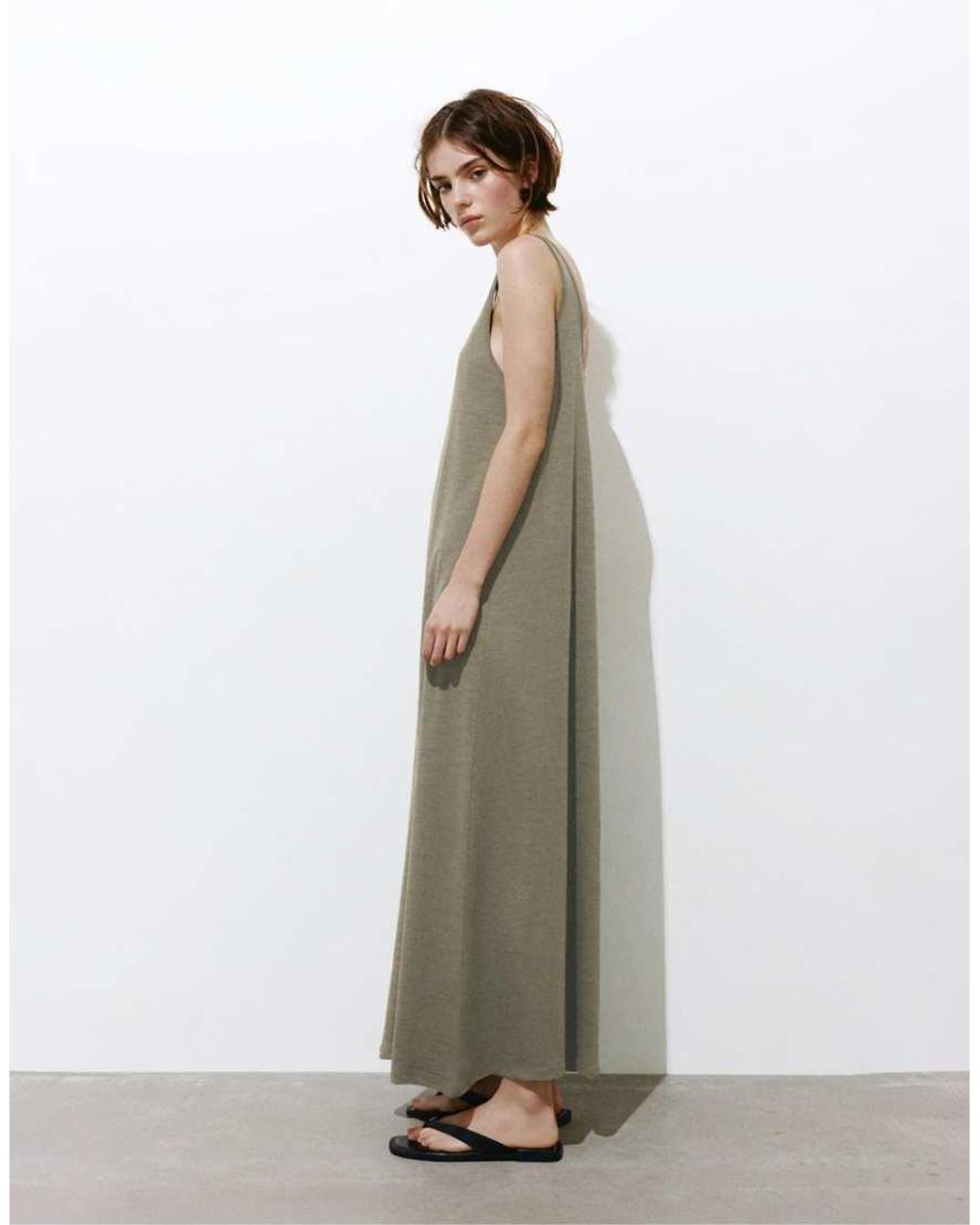 Pull&Bear Natural Strappy Midi Dress