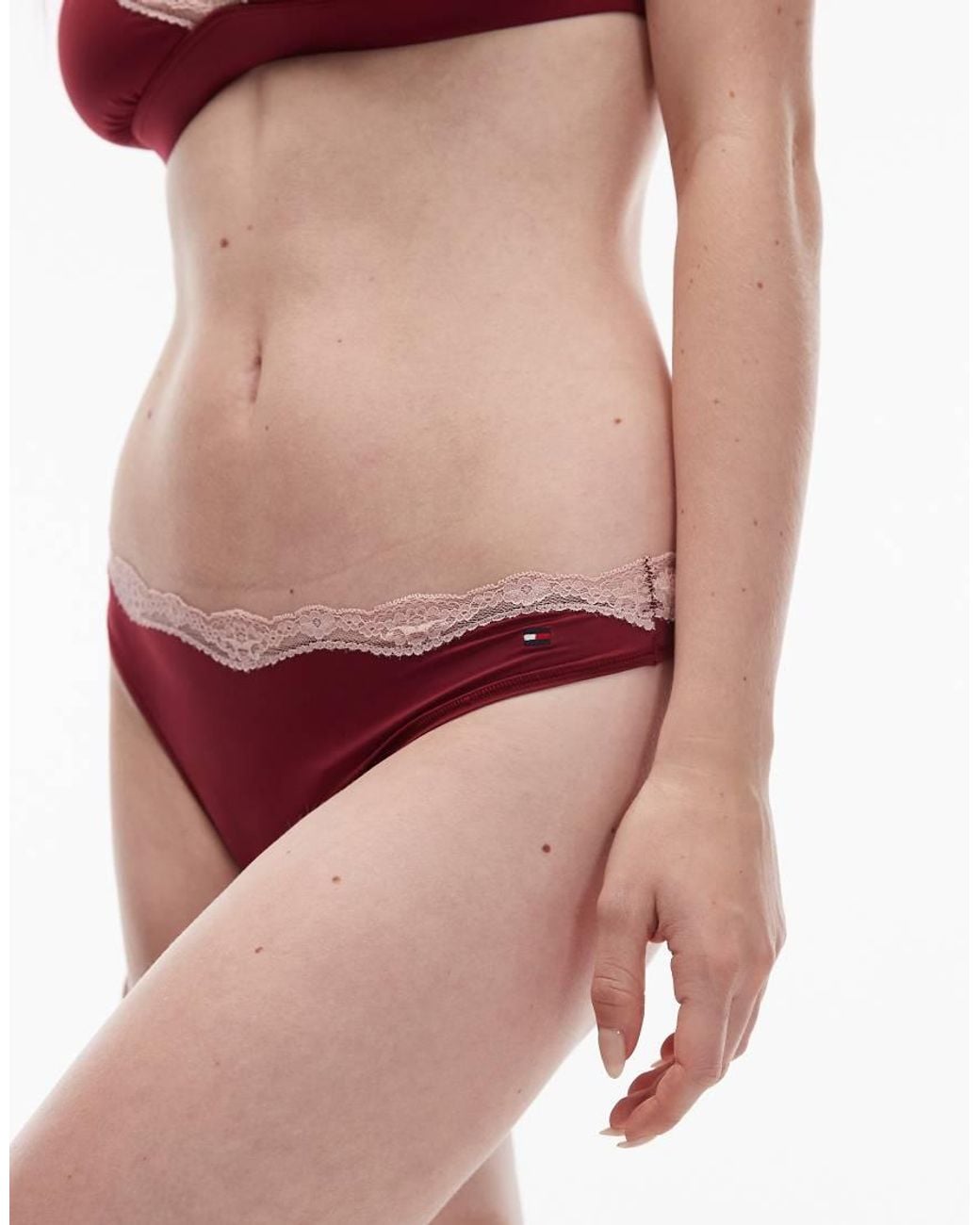 Tommy Hilfiger Red Lace Trim Thong