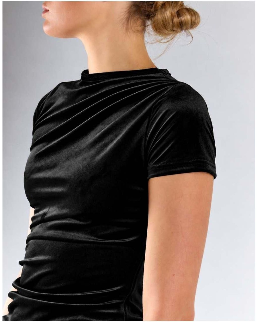 Glamorous Black Ruched Short Sleeve Mini Dress