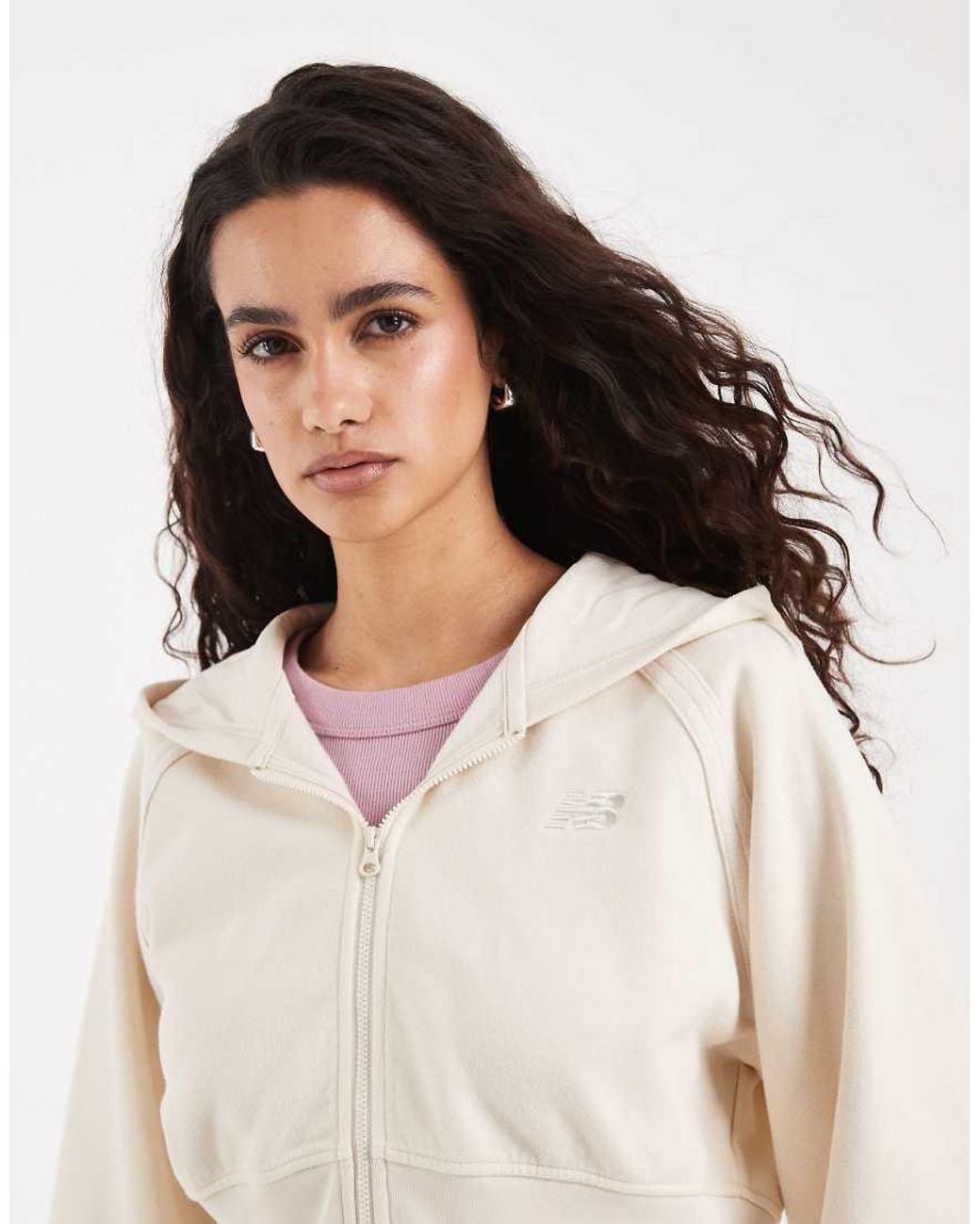 New Balance White Brushed Coastal Fleece Full Zip Jacket
