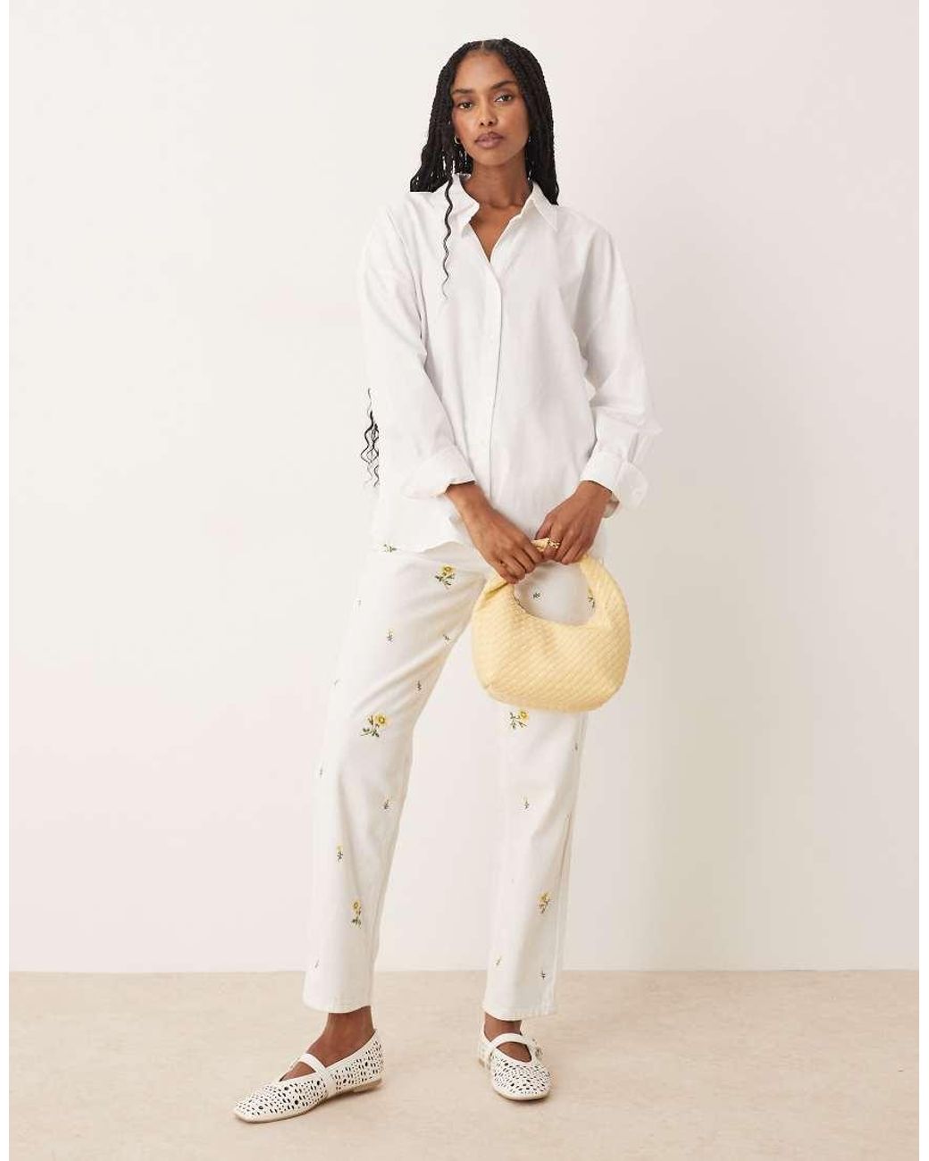Jdy Oversized Boyfriend Overhemd in het White