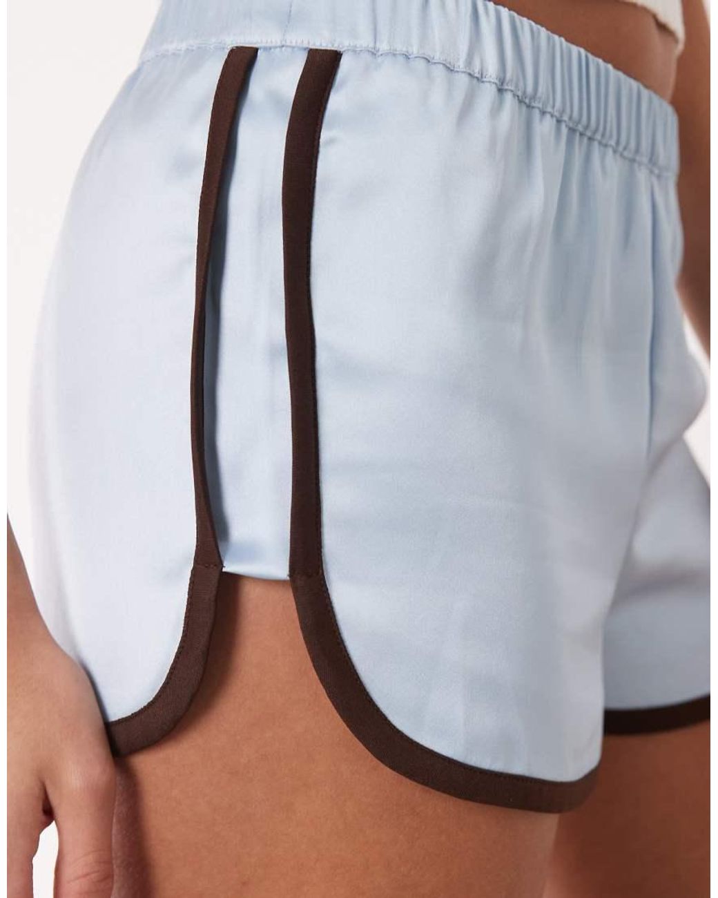 ASOS White Contrast Seam Satin Runner Short