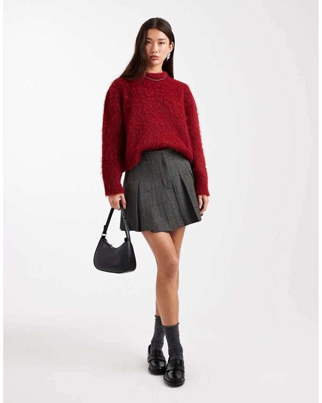 ASOS Red Pleated Mini Skirt