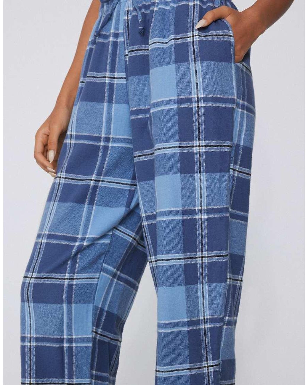 Tezenis Blue Printed Flannel Trousers