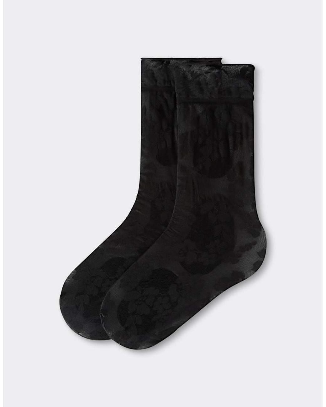 Calzedonia Black Floral Sheer Socks
