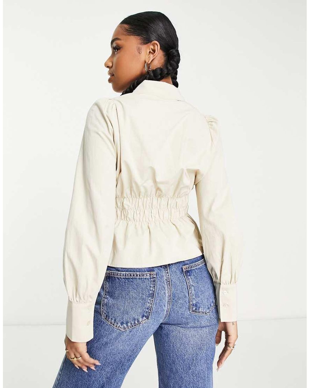 Urban Revivo White Gathered Detail Shirt