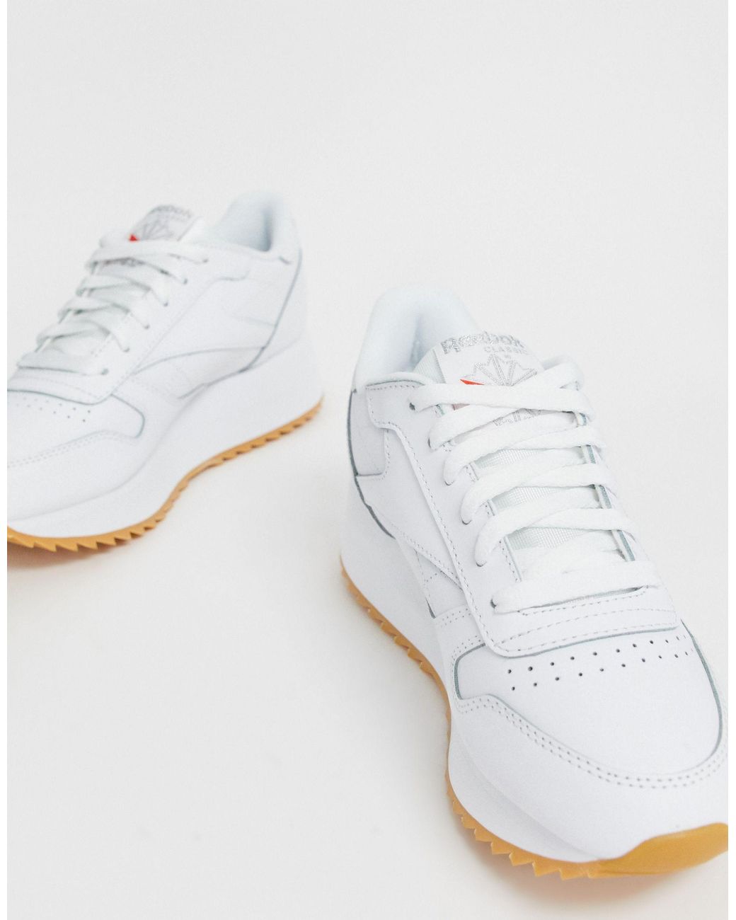 Reebok Classic Leather Double Trainers in White | Lyst Australia