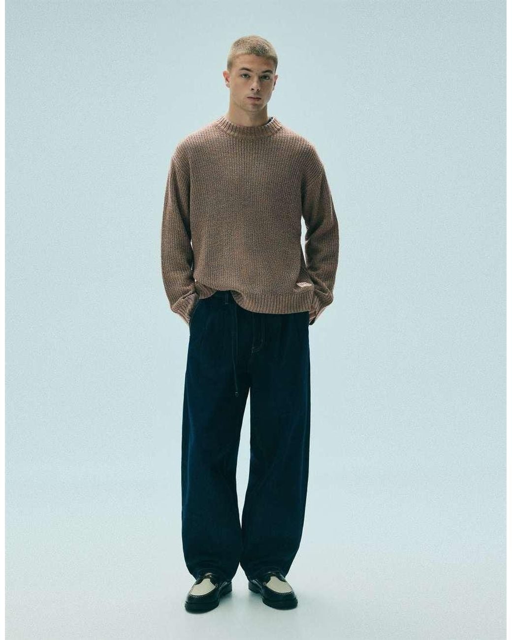 Pull&Bear Green Twisted Yarn Knit Jumper for men
