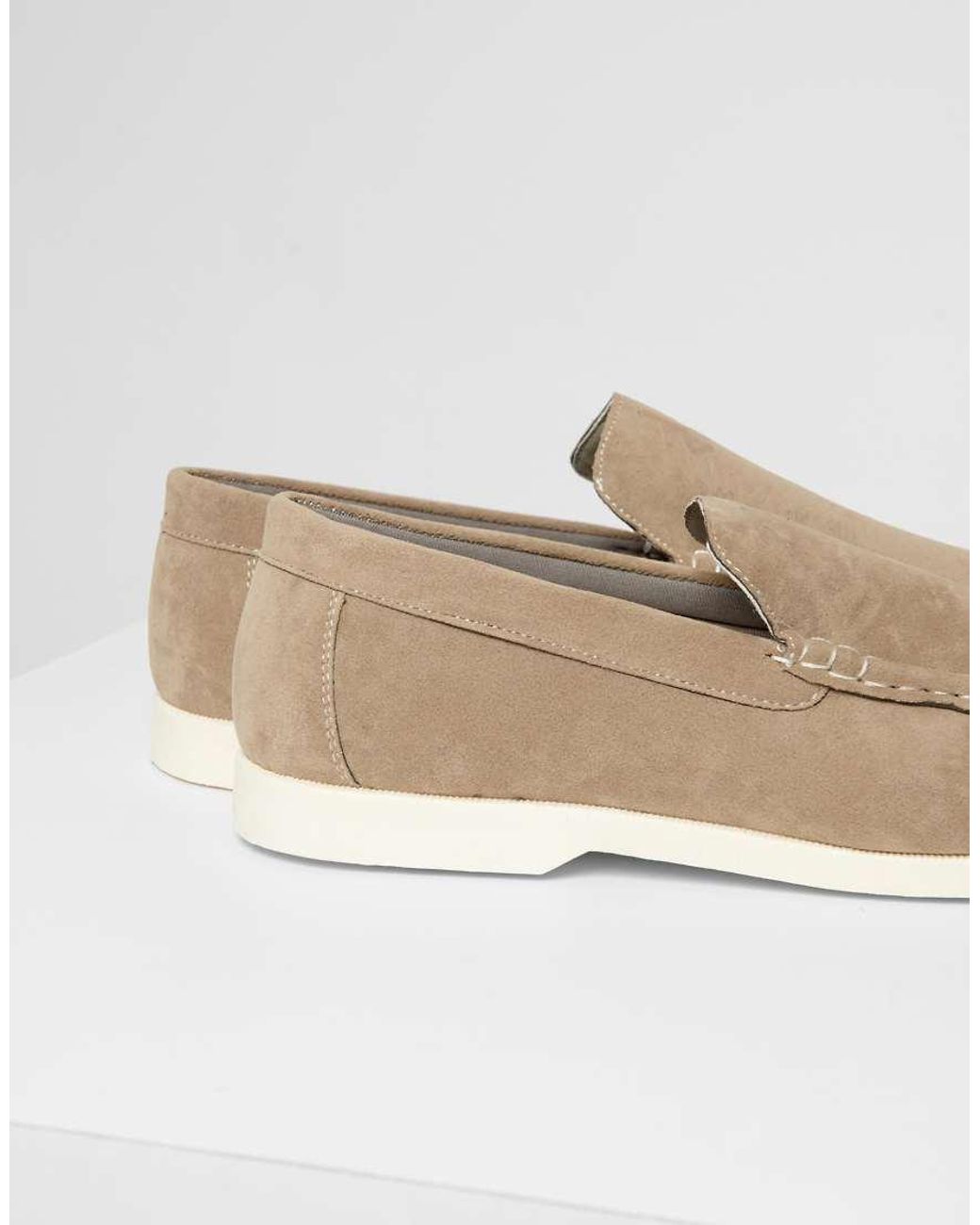 Threadbare Natural Faux Suede Slip On Loafers for men