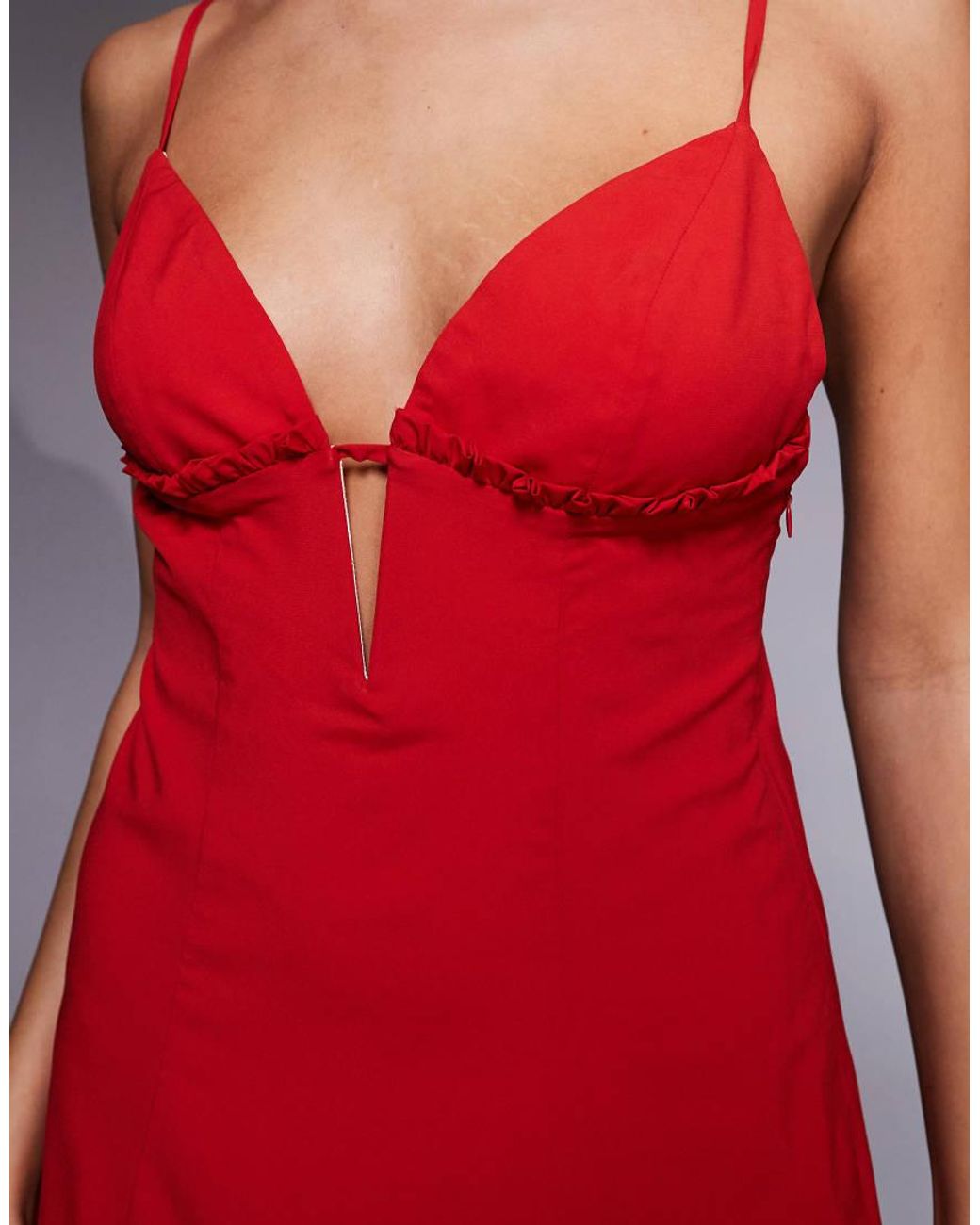 Oh Polly Red Cut-out Scallop Mini Dress