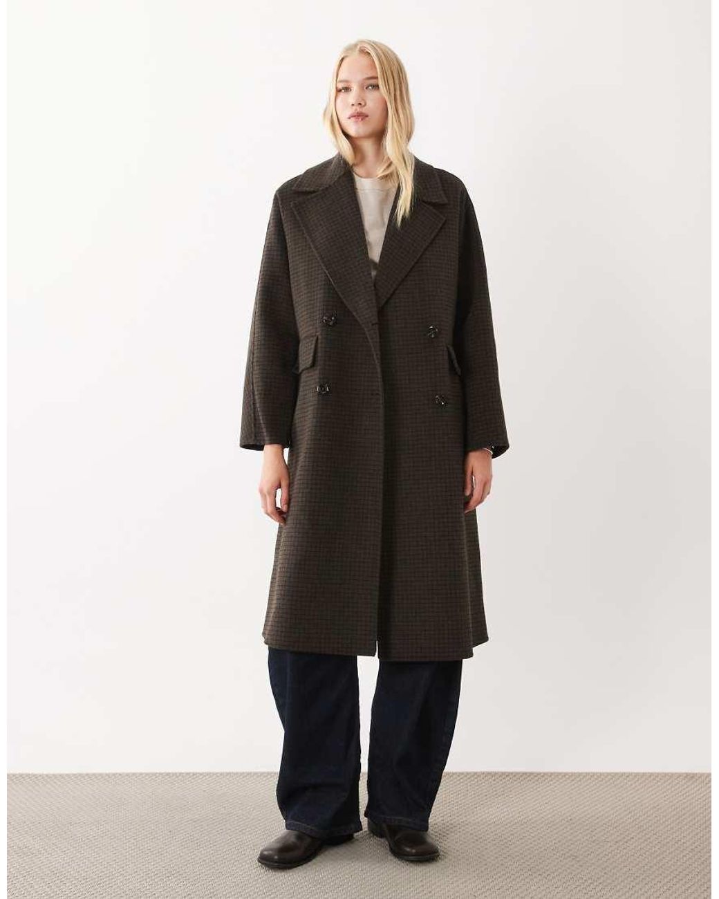 Mango Brown Wool Mix Double Breasted Midi Coat