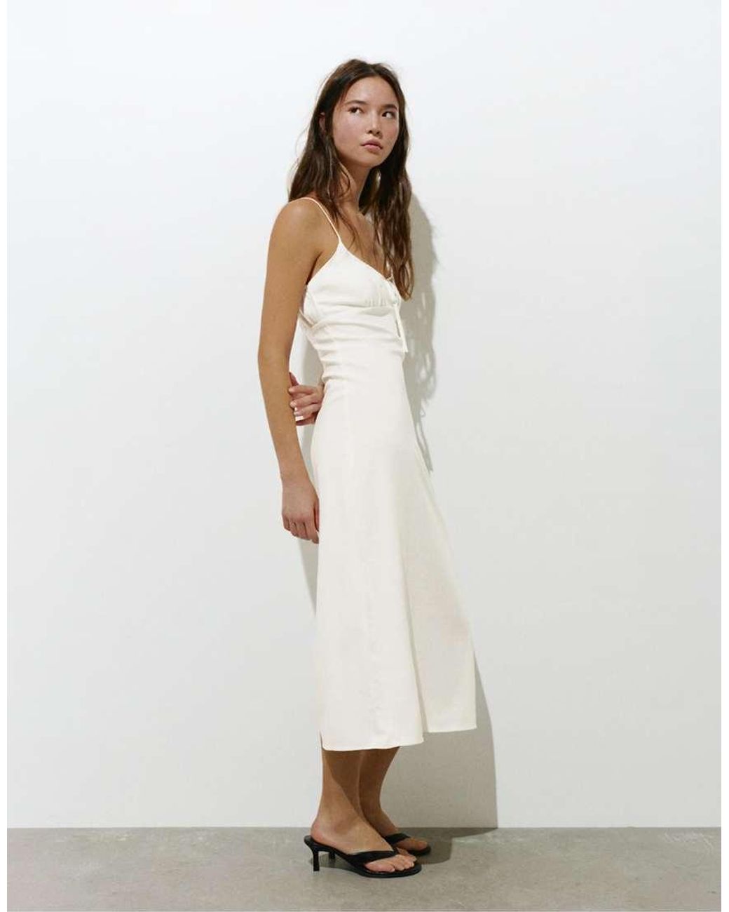 Pull&Bear White Rustic Tie-strap Dress