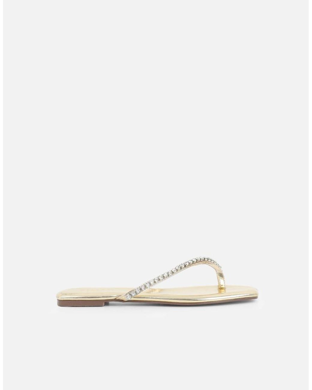 SIMMI Natural May Toe Thong Diamante Flat Sandals