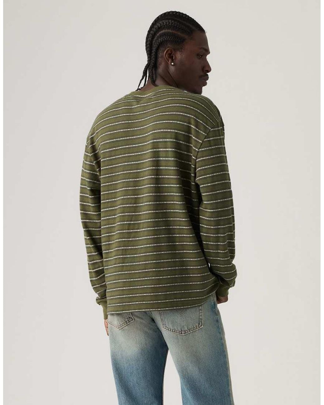 Levi's Green Long-Sleeve Authentic Striped Tee for men