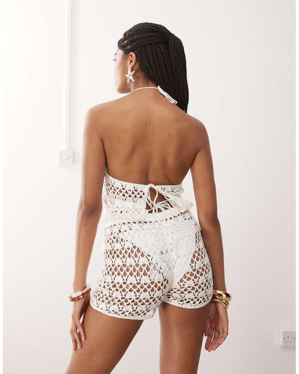 Miss Selfridge Pink Beach Crochet Short