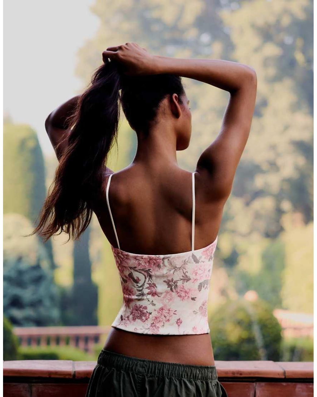 Bershka Brown Corset-style Strappy Top