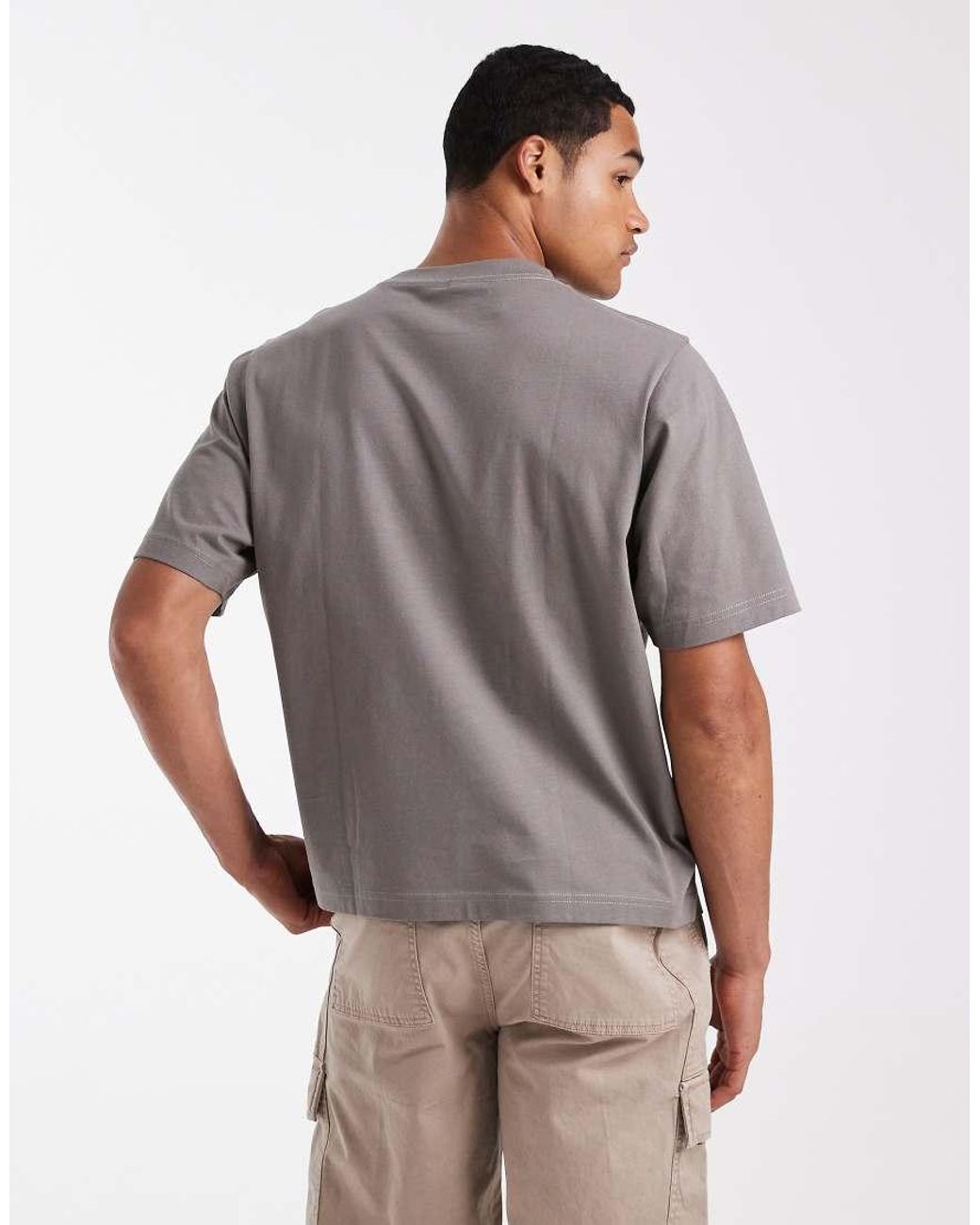 Cotton On Gray Cropped Fit T-shirt for men