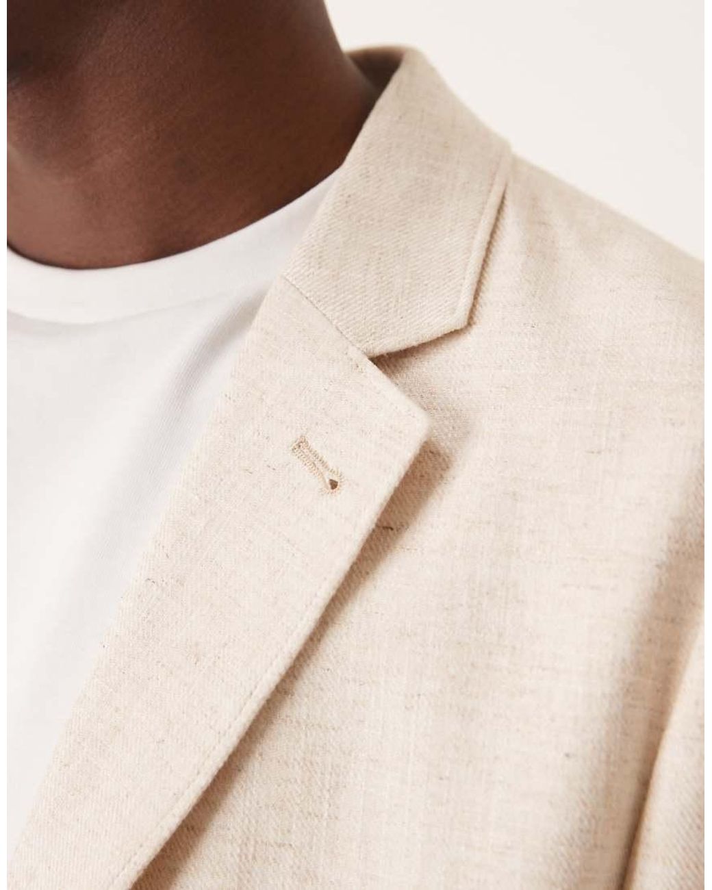 ASOS Natural Linen Cotton Blend Regular Suit Jacket for men