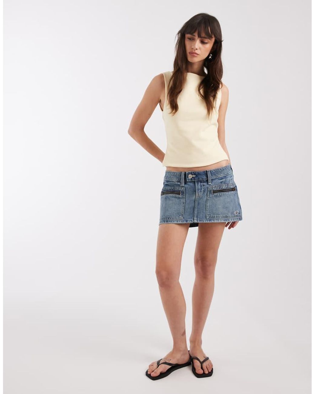 Hollister Blue Micro Mini Denim Skort