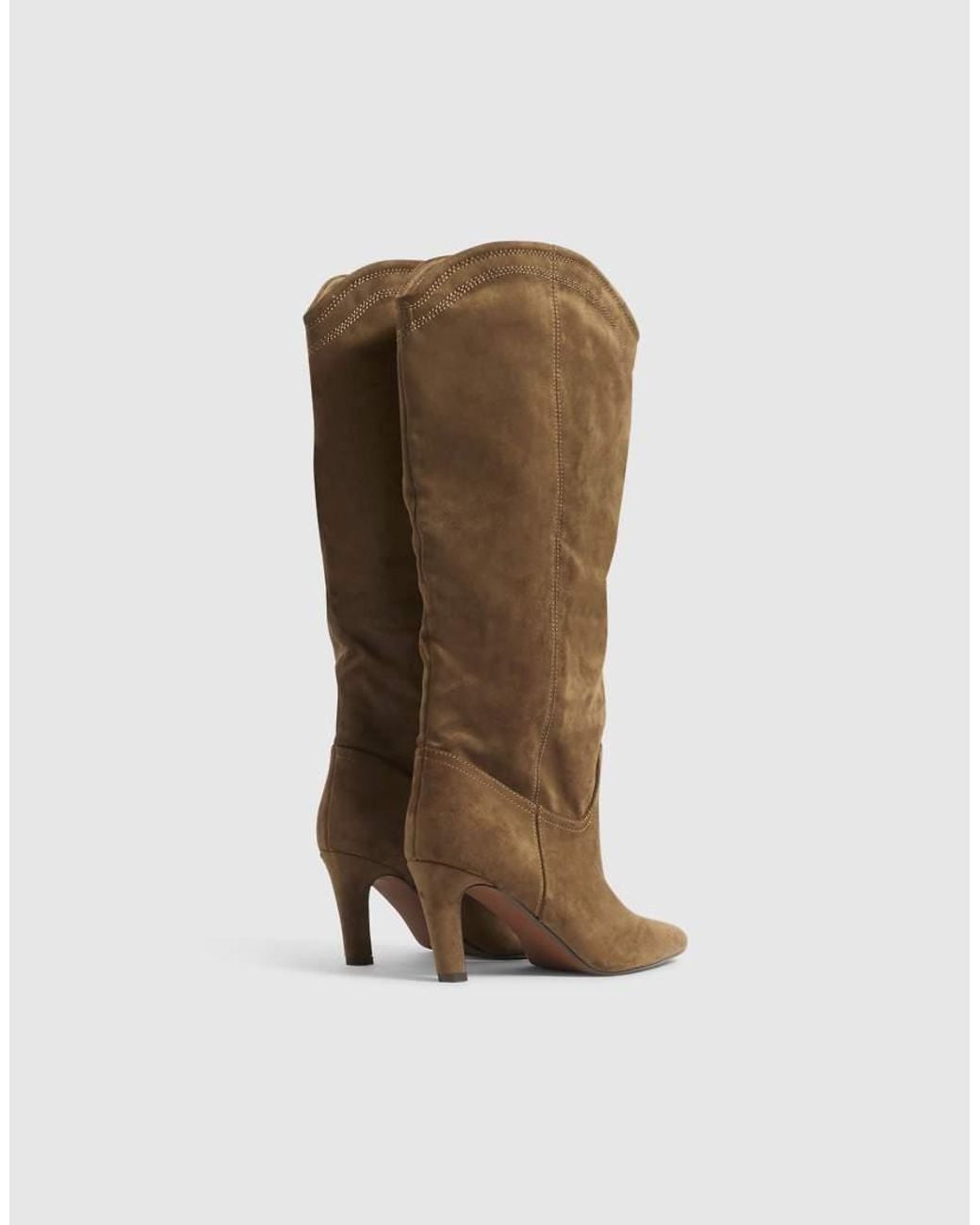 River Island Brown Faux Suede Knee High Boots