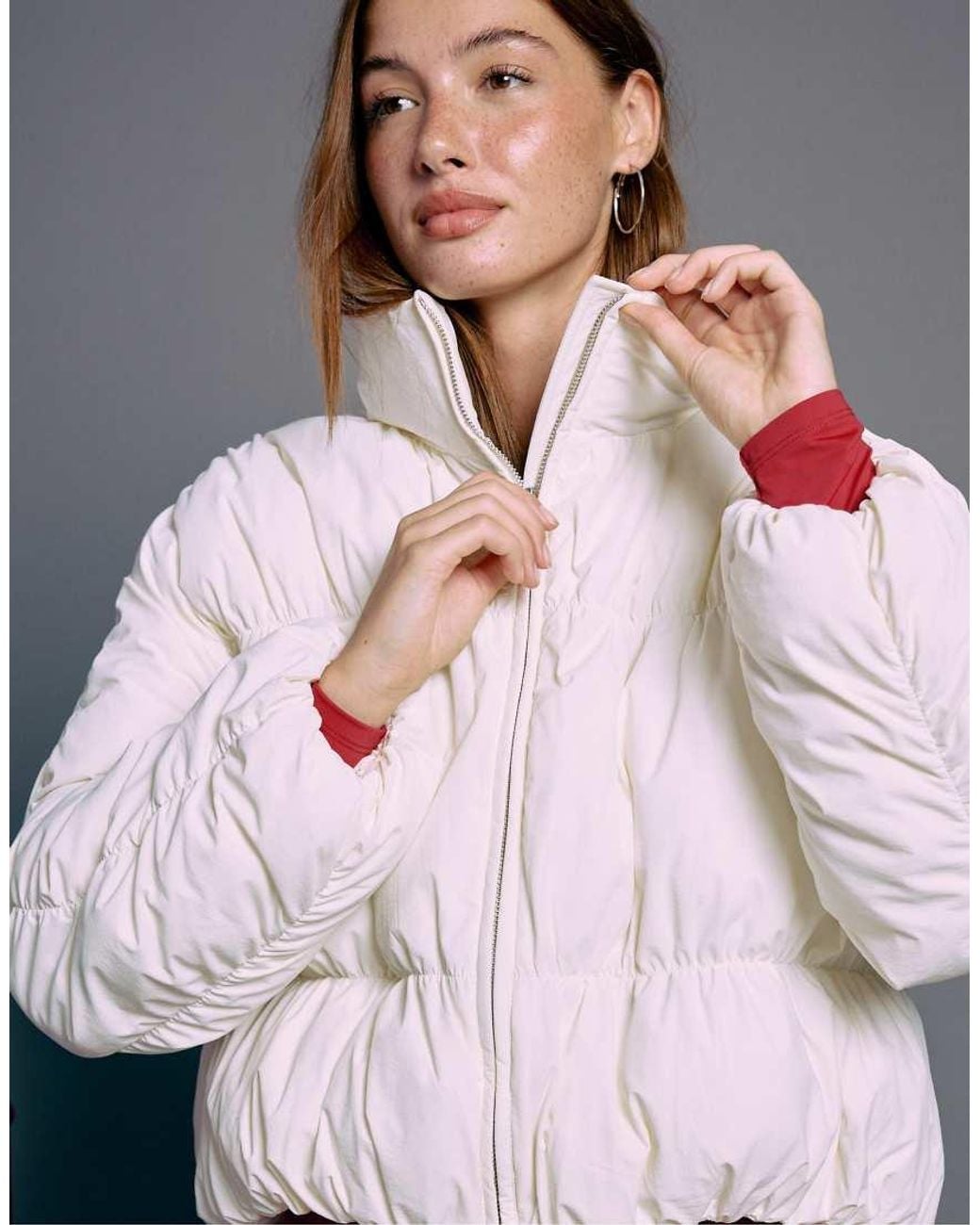 Stradivarius Padded Jacket With High Neck And Gathered Detail