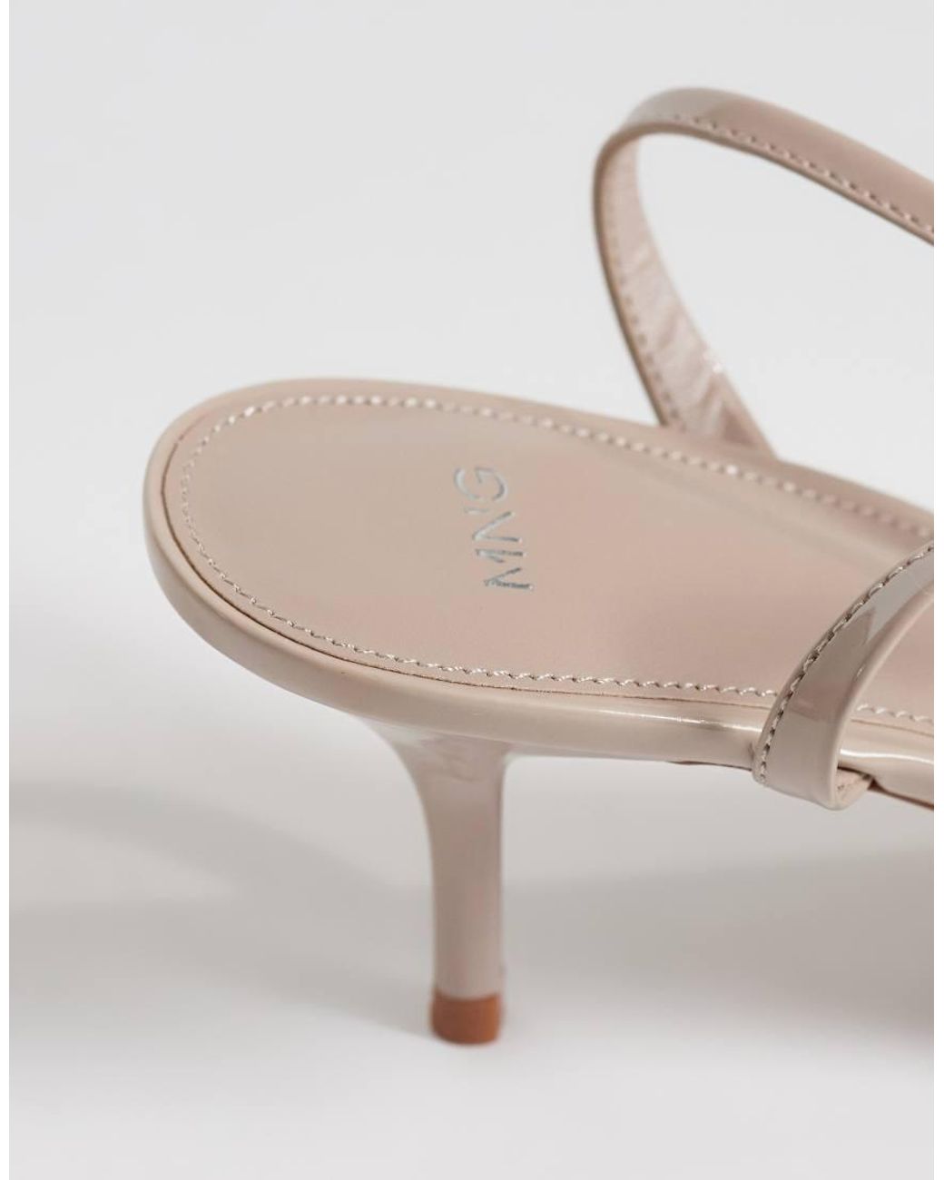 Mango White Kitten Heeled Sandal