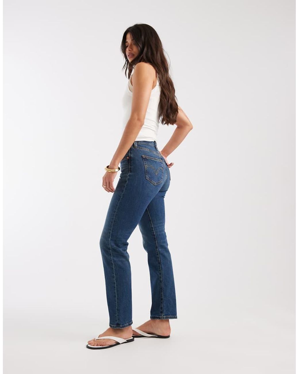Levi's 501 Hourglass High Rise Straight Denim Jeans in het Blue