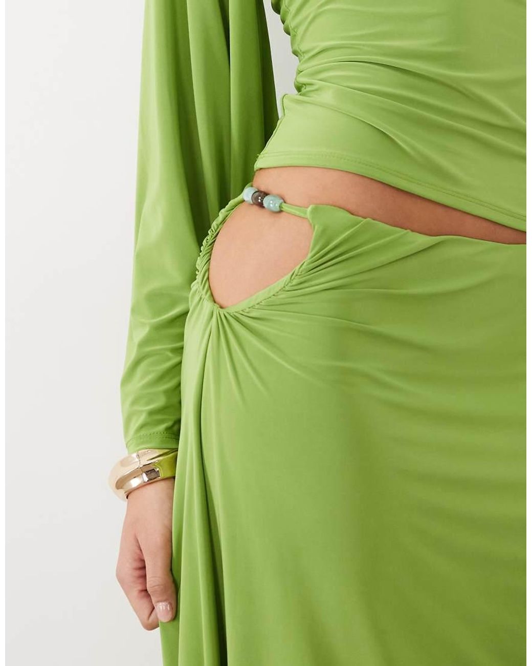 ASOS Green Co-ord Awkward Crop Asym Skirt With Beads