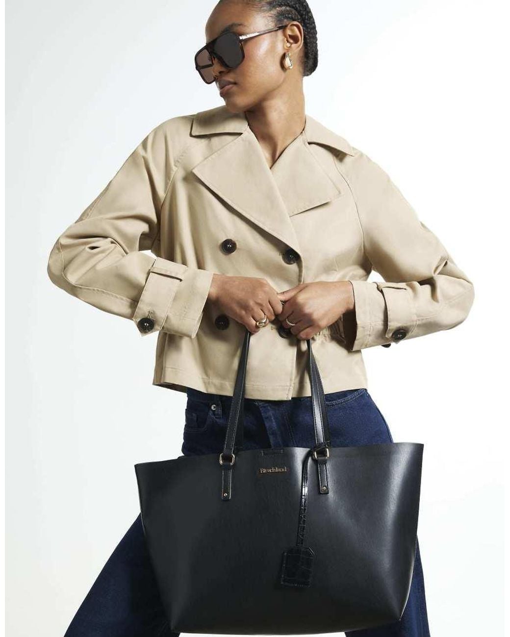 River Island Black Tote Bag With Internal Pouch