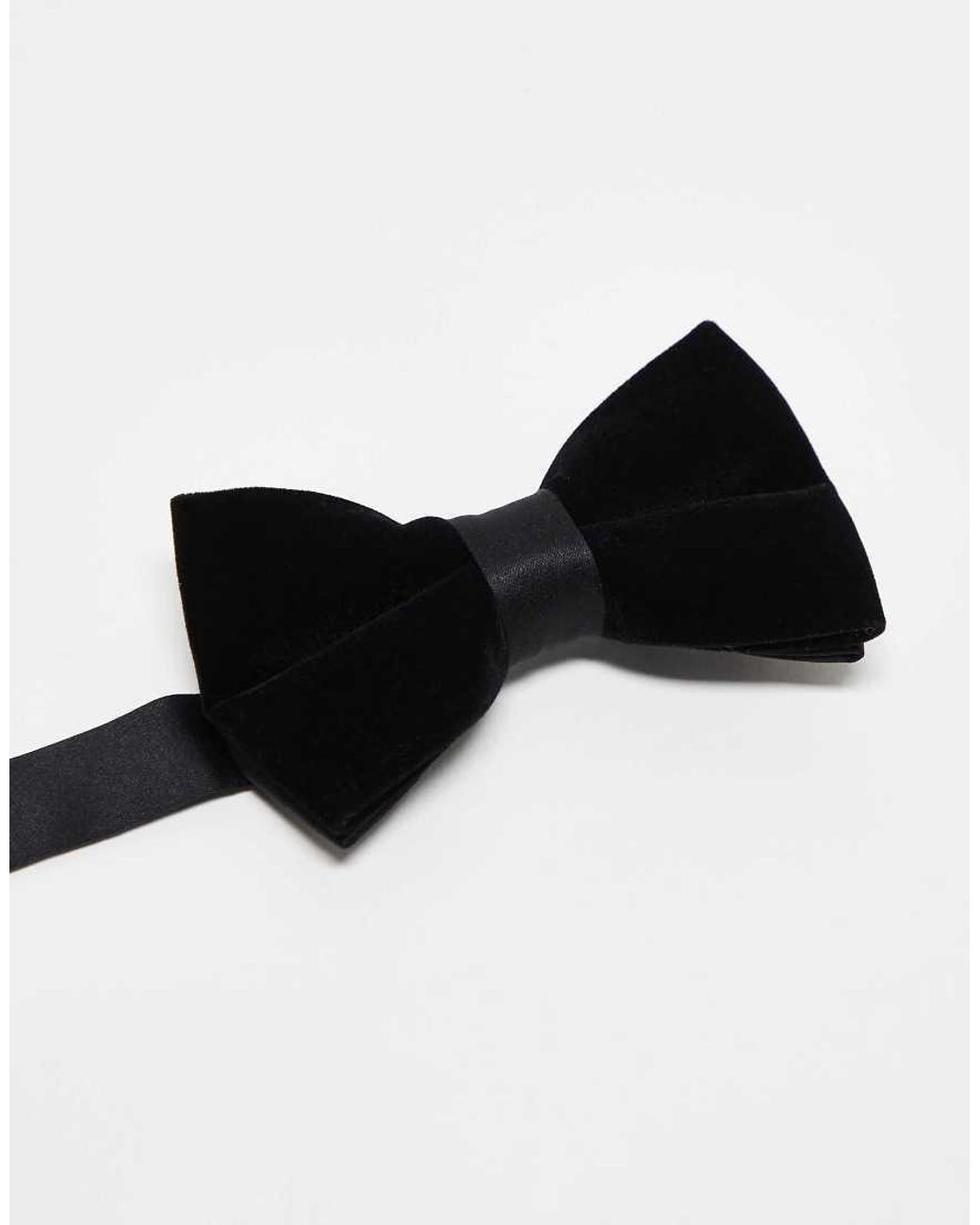 ASOS Black Velvet Bow Tie With Satin Detail for men