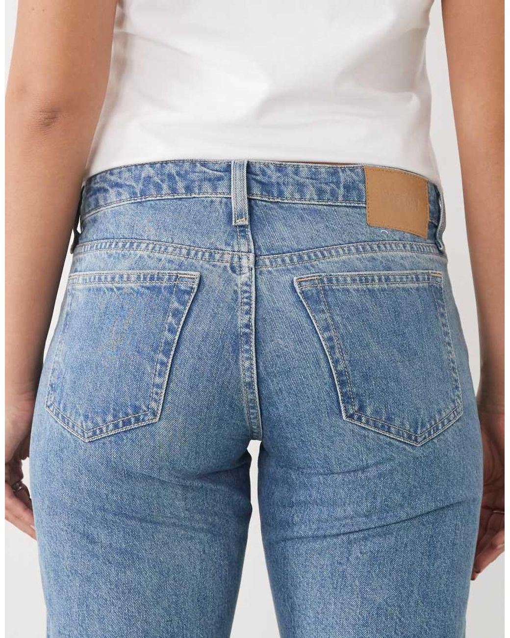 Weekday Blue Arrow Low Waist Straight Leg Jeans