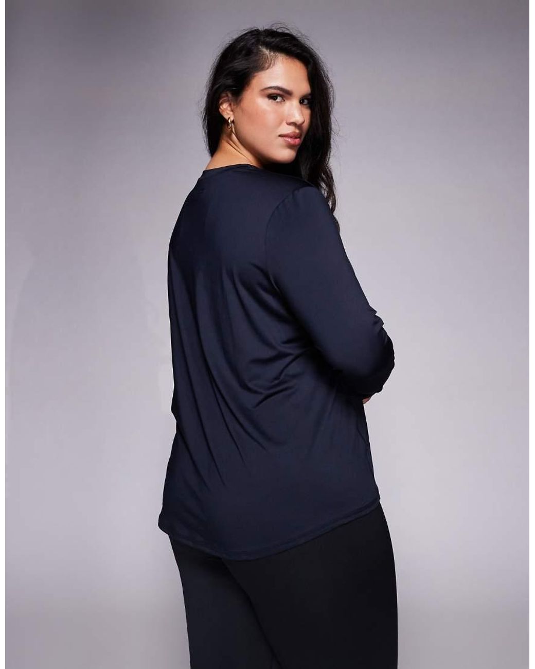 4505 Blue Curve Icon Long Sleeve Quick Dry Running Top
