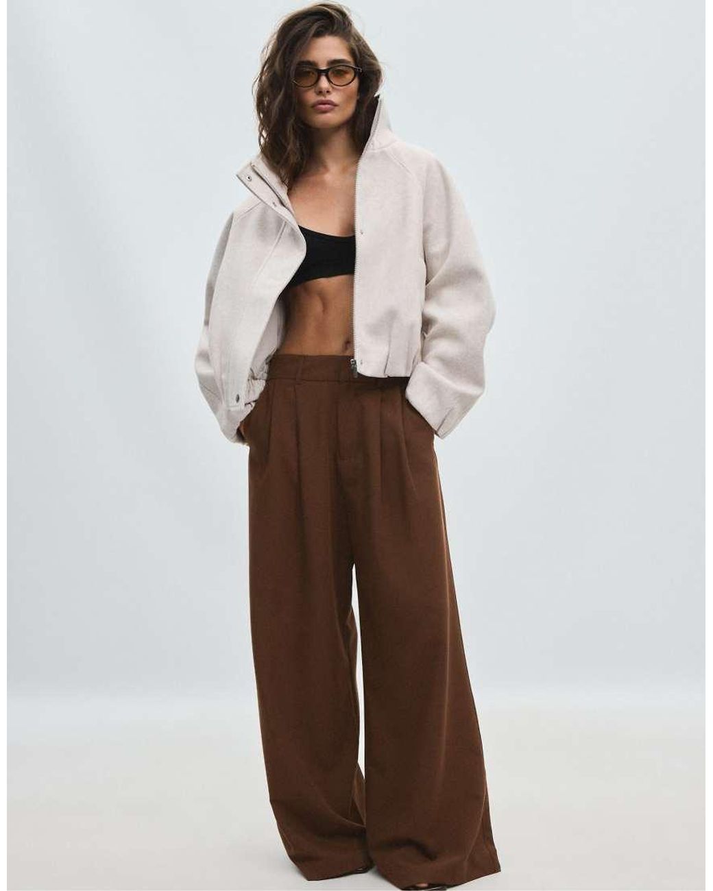 Stradivarius Brown Soft-touch Bomber Jacket