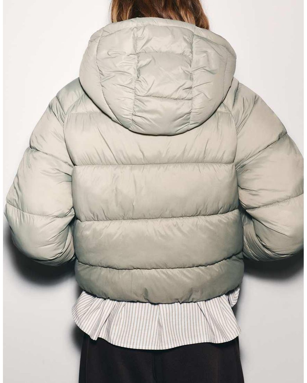 Pull&Bear Green Hooded Puffer Jacket