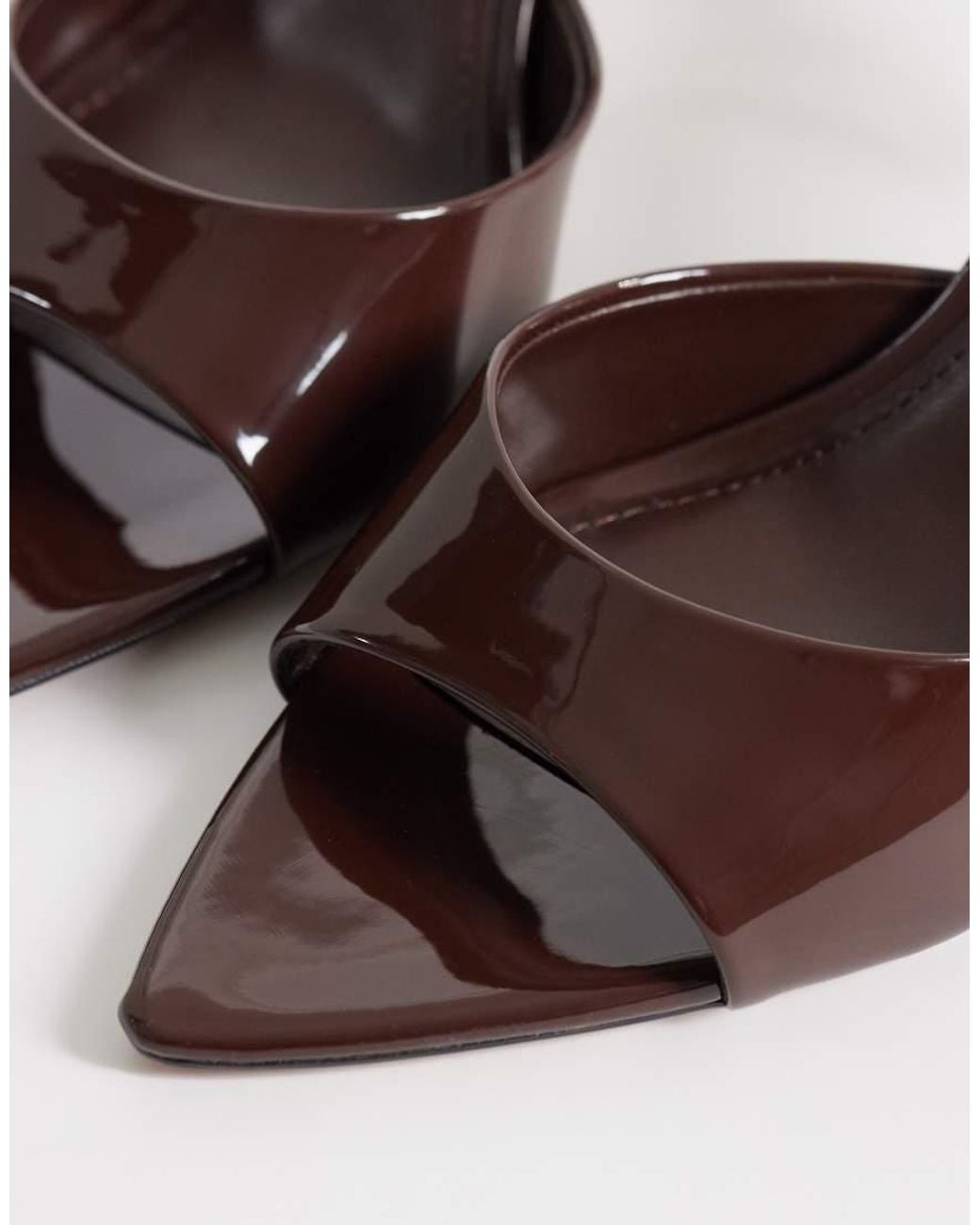 Mango Natural Faux Patent Leather Heeled Mules