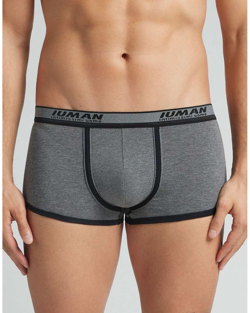 Intimissimi Gray Superior Cotton Boxers With Logo for men