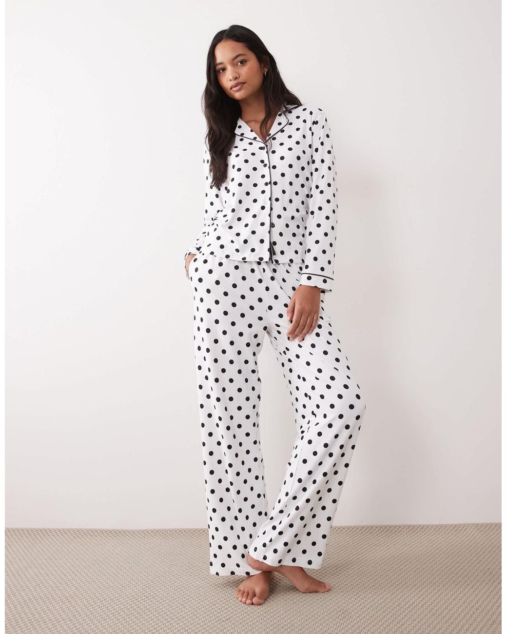 Threadbare White Button Down Super Soft Pyjama Set