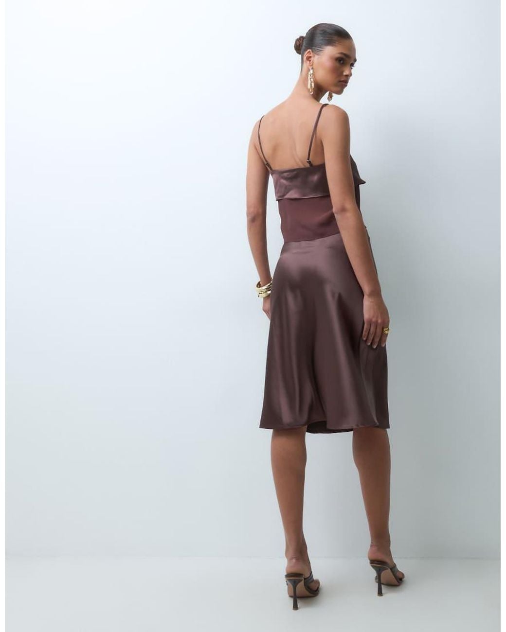 The Frolic Red Exclusive Satin Midi Skirt Co-Ord