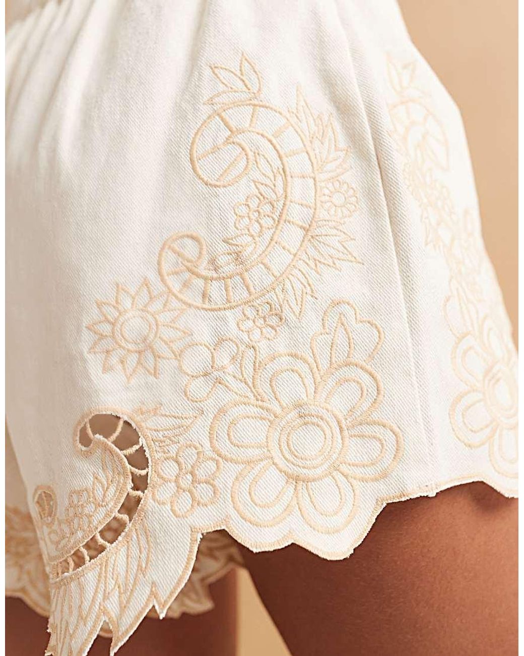 ASOS Natural Soft Denim Crochet Shorts